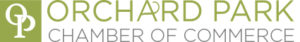 Green square with letters QP; Orchard Park Chamber of Commerce